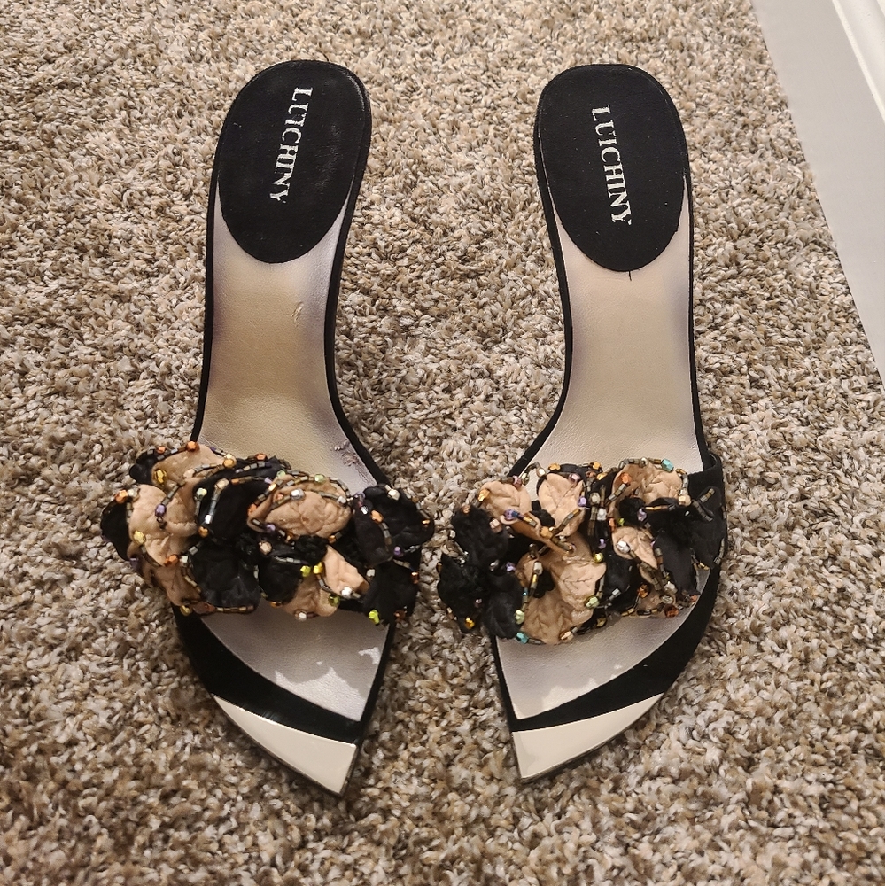 Women's Luichiny Black Flower Mules